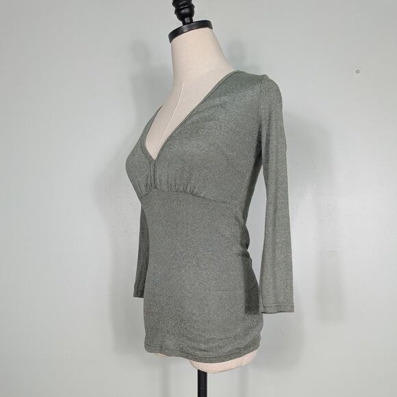 Y2K Michael Stars Babydoll Top OS M Green Twilightcore Elena Bella Sleeve - Picture 2 of 11